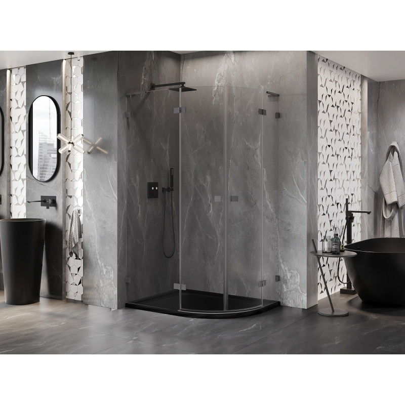 Mexen Lunar L left-hinged semicircular shower enclosure 100 x 90 cm, transparent, gun metal - 833L-100L-090P-95-00