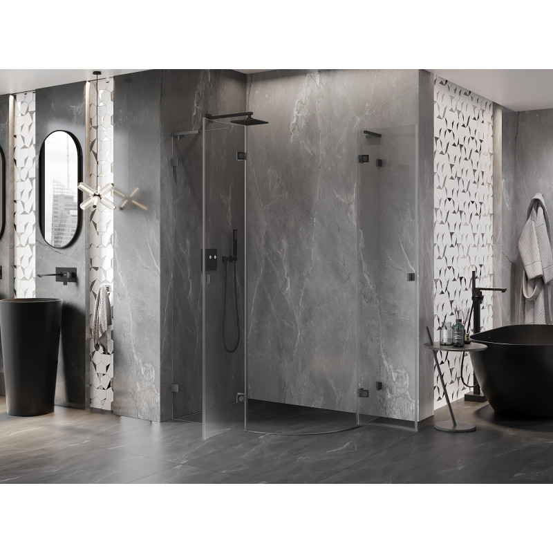 Mexen Lunar L left-hinged semicircular shower enclosure 100 x 90 cm, transparent, gun metal - 833L-100L-090P-95-00