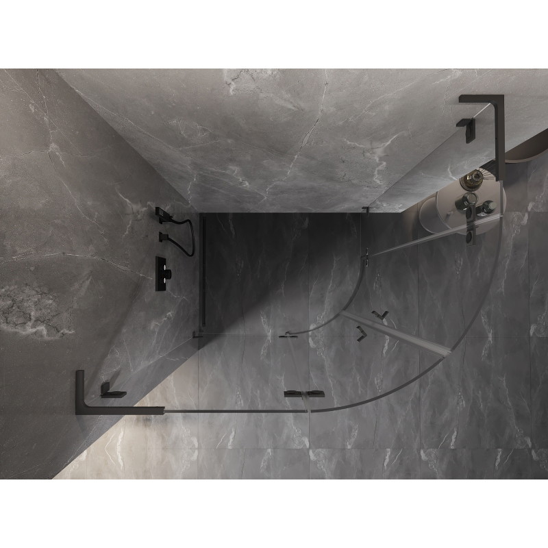 Mexen Lunar L left-hinged semicircular shower enclosure 100 x 90 cm, transparent, gun metal - 833L-100L-090P-95-00