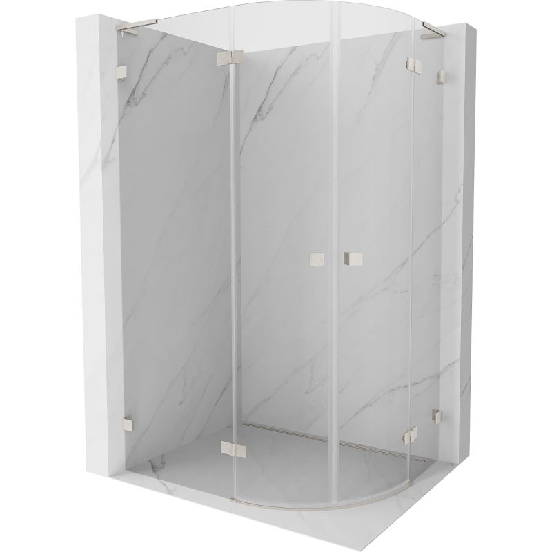 Mexen Lunar L semi-circular shower cabin left hinged 80 x 70 cm, transparent, brushed nickel - 833L-080L-070P-97-00