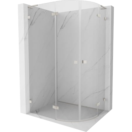 Mexen Lunar L semi-circular shower cabin left hinged 80 x 70 cm, transparent, brushed nickel - 833L-080L-070P-97-00
