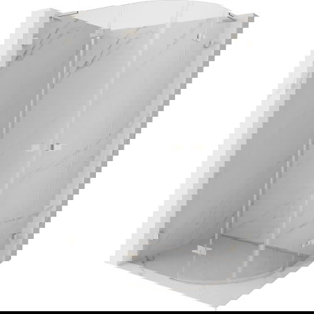 Mexen Lunar L Semi-Circular Shower Enclosure Left Hinged 80 x 70 cm, Transparent, Brushed Nickel - 833L-080L-070P-97-00