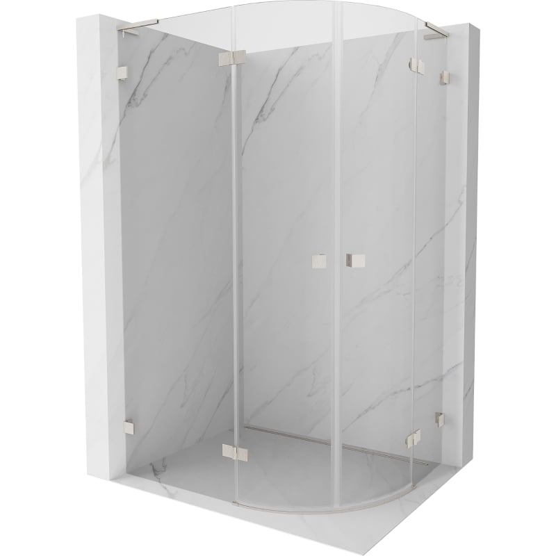 Mexen Lunar L semi-circular hinged shower cabin left 100 x 70 cm, transparent, brushed nickel - 833L-100L-070P-97-00