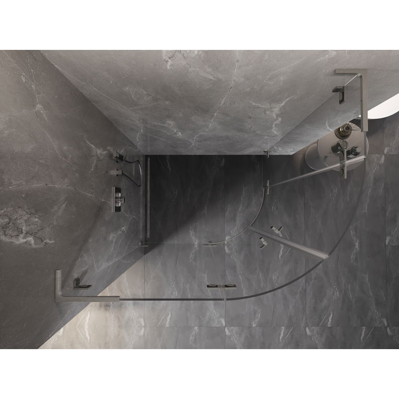 Mexen Lunar L semicircular left-hinged shower enclosure 100 x 80 cm, transparent, brushed nickel - 833L-100L-080P-97-00