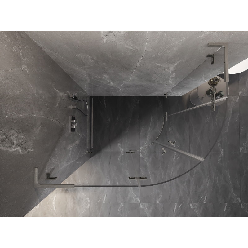 Mexen Lunar L semi-circular shower cabin with left hinged door 100 x 90 cm, transparent, brushed nickel - 833L-100L-090P-97-00