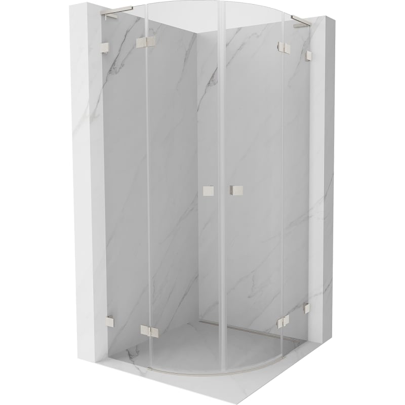 Mexen Lunar L semi-circular pivot shower enclosure 100 x 100 cm, transparent, brushed nickel - 833L-100L-100P-97-00