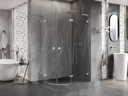 Mexen Lunar L semi-circular right hinged shower enclosure 80 x 70 cm, transparent, chrome - 833L-080P-070L-01-00