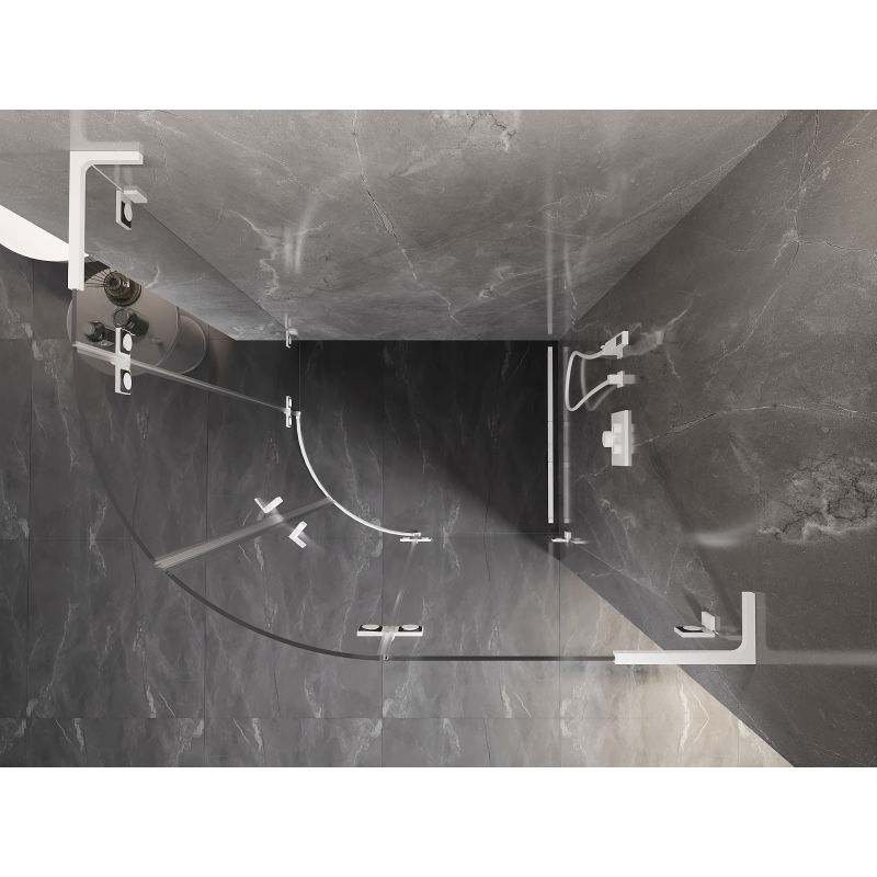 Mexen Lunar L Shower Enclosure Semi-circular Hinged Right 90 x 70 cm, Transparent, White - 833L-090P-070L-20-00