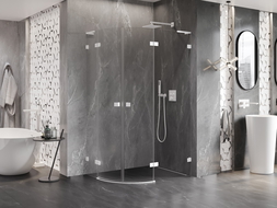 Mexen Lunar L semi-circular shower cabin right-hinged 100 x 80 cm, transparent, white - 833L-100P-080L-20-00