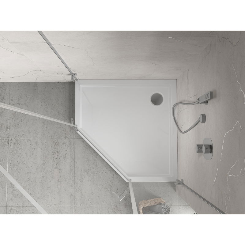 Mexen Flow+ pentagon shower tray 100 x 100 cm, white gloss - 46P101010H