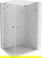 Mexen Lunar L semicircular shower enclosure swing right 90 x 80 cm, transparent, brushed gold - 833L-090P-080L-55-00