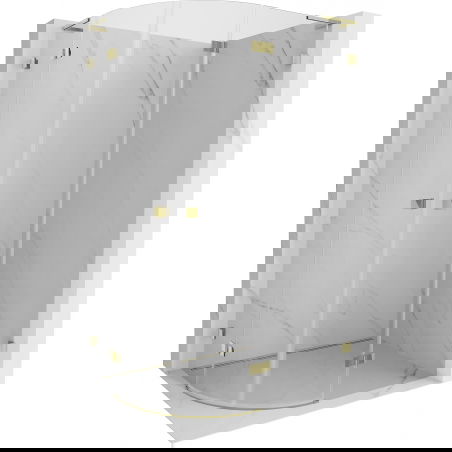 Mexen Lunar L semi-circular shower cabin tilting right 100 x 70 cm, transparent, brushed gold - 833L-100P-070L-55-00