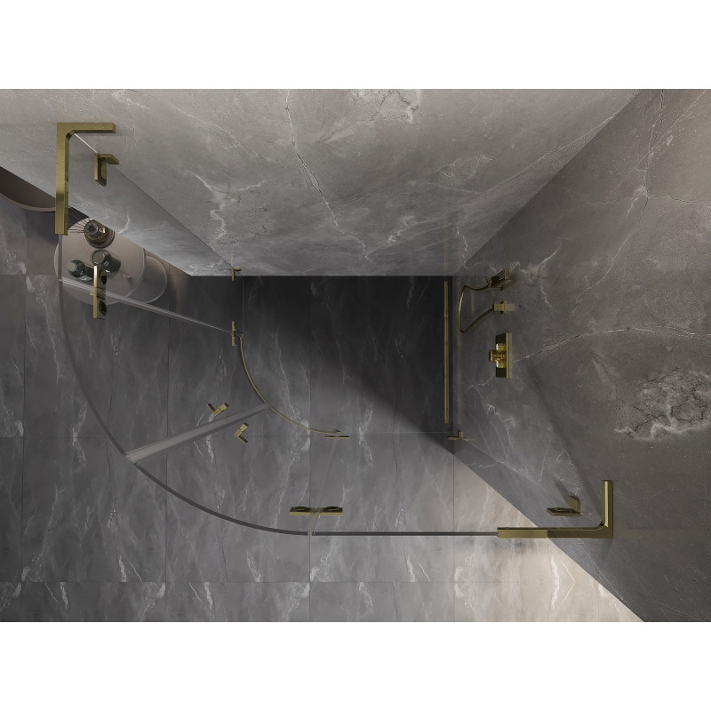 Mexen Lunar L semi-circular shower cabin right hinge 100 x 90 cm, transparent, brushed gold - 833L-100P-090L-55-00