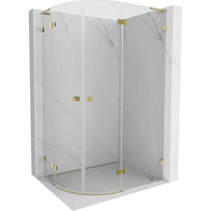 Mexen Lunar L semi-circular shower enclosure right 100 x 90 cm, transparent, brushed gold - 833L-100P-090L-55-00