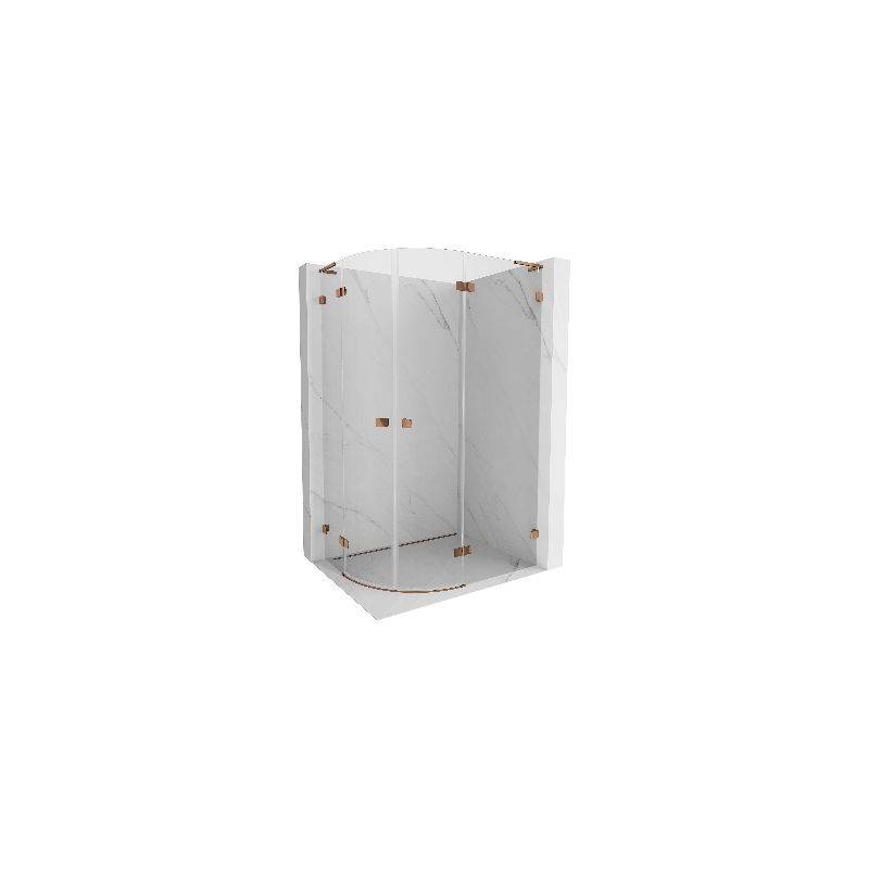 Mexen Lunar L semi-circular shower enclosure right-hinged 80 x 70 cm, transparent, rose gold - 833L-080P-070L-60-00