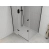 Mexen Roma Hinged Shower Enclosure 80 x 70 cm, Transparent, Black + Flat Tray, White - 854-080-070-70-00-4010B