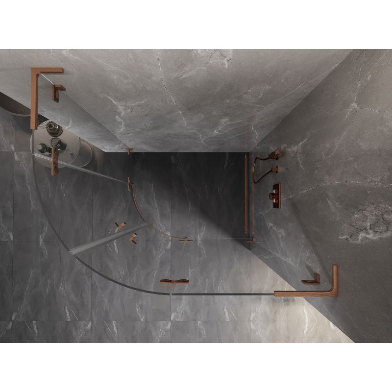 Mexen Lunar L shower enclosure semicircular hinged right 100 x 70 cm, transparent, brushed copper - 833L-100P-070L-65-00