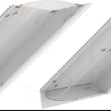 Mexen Lunar L Right-Handed Semi-Circular Shower Enclosure 100 x 80 cm, Transparent, Brushed Copper - 833L-100P-080L-65-00