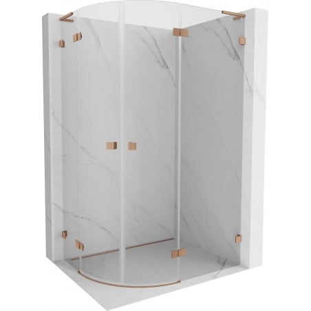 Mexen Lunar L Semi-circular Shower Enclosure Hinged Right 100 x 80 cm, Transparent, Brushed Copper - 833L-100P-080L-65-00