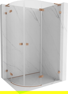 Mexen Lunar L Semi-circular Shower Enclosure Hinged Right 100 x 80 cm, Transparent, Brushed Copper - 833L-100P-080L-65-00