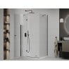Mexen Roma swing shower enclosure 70 x 110 cm, transparent, black + Flat shower tray, white - 854-070-110-70-00-4010B