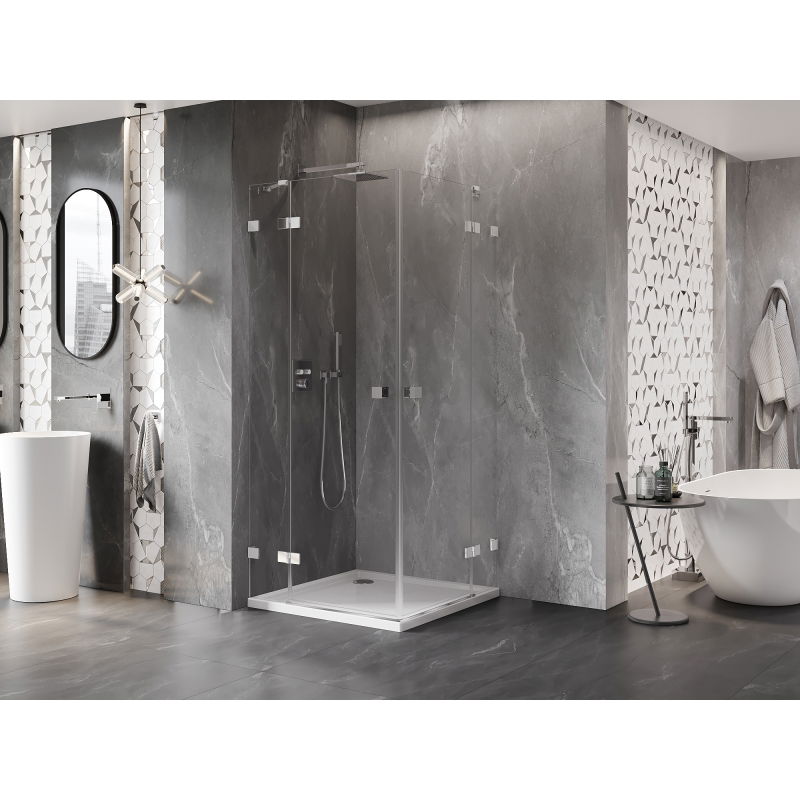 Mexen Lunar Duo Hinged Shower Enclosure 100 x 100 cm, Transparent, Chrome - 834-100L-100P-01-00