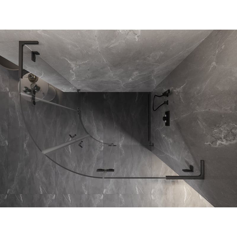 Mexen Lunar L semi-circular shower enclosure right-hinged 90 x 80 cm, transparent, brushed gun gray - 833L-090P-080L-66-00