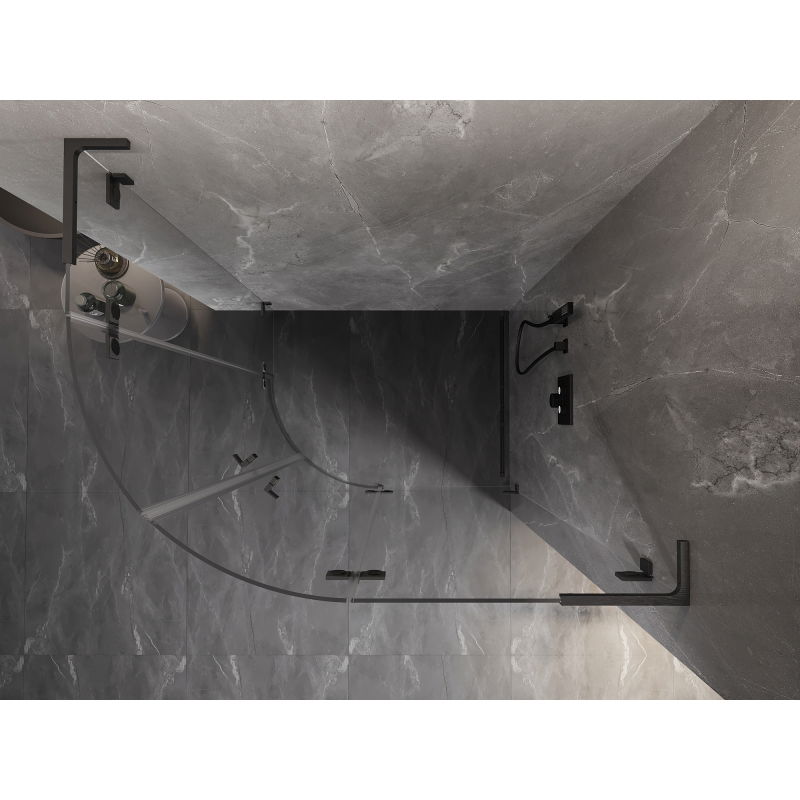 Mexen Lunar L semi-circular shower enclosure with right pivot door 100 x 90 cm, transparent, brushed gun gray