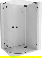 Mexen Lunar L semi-circular right-hinged shower enclosure 90 x 70 cm, transparent, black - 833L-090P-070L-70-00