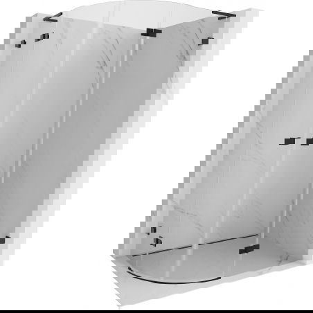 Mexen Lunar L Semi-Circular Shower Enclosure Right-Hand Hinged 100 x 70 cm, Transparent, Black - 833L-100P-070L-70-00