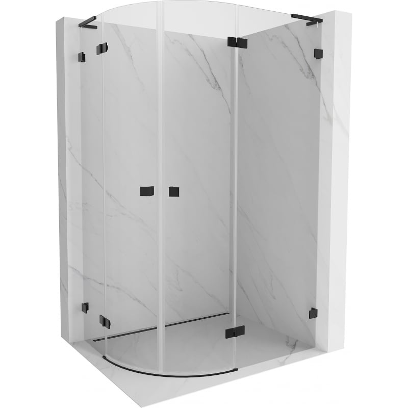 Mexen Lunar L semi-circular right shower enclosure 100 x 80 cm, transparent, black - 833L-100P-080L-70-00