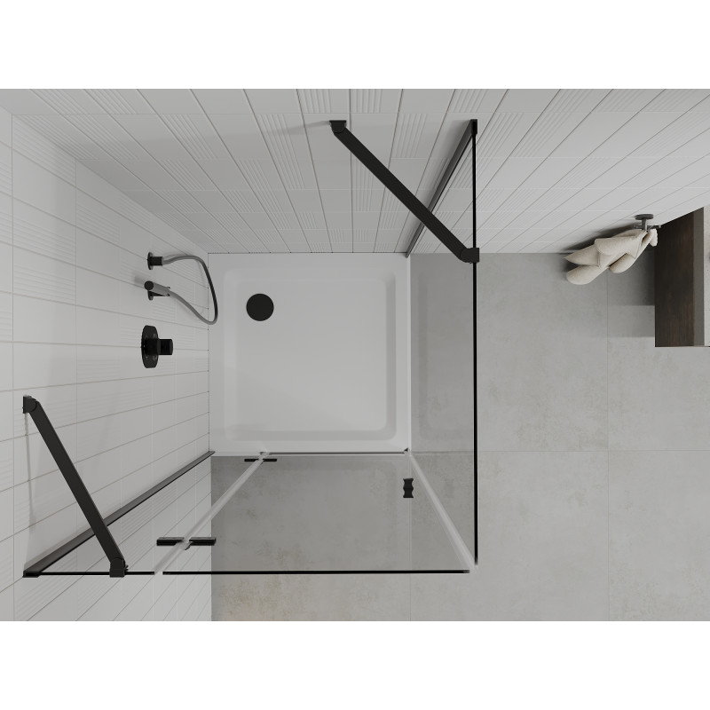 Mexen Roma hinged shower cabin 80 x 80 cm, transparent, black + Flat shower tray, white - 854-080-080-70-00-4010B