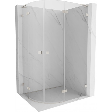 Mexen Lunar L semi-circular shower enclosure right-hinged 100 x 90 cm, transparent, brushed nickel - 833L-100P-090L-97-00