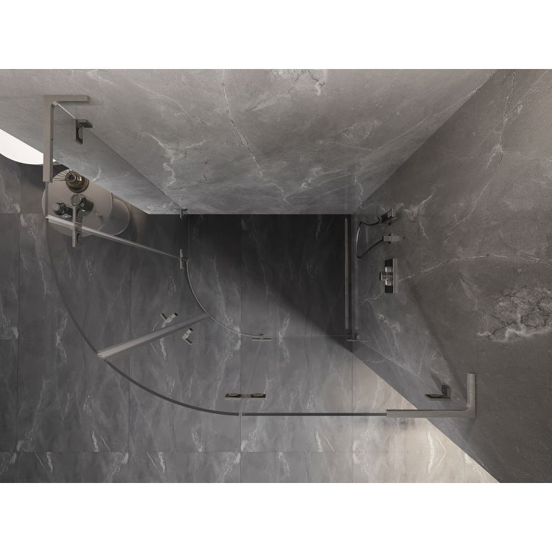 Mexen Lunar L semi-circular right-hinged shower cabin 100 x 90 cm, transparent, brushed nickel - 833L-100P-090L-97-00