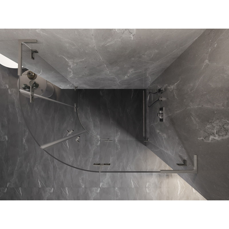 Mexen Lunar L semi-circular shower enclosure right-hinged 100 x 90 cm, transparent, brushed nickel - 833L-100P-090L-97-00