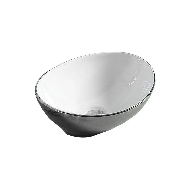 Mexen Elza countertop basin 40 x 33 cm, silver/white - 21014079