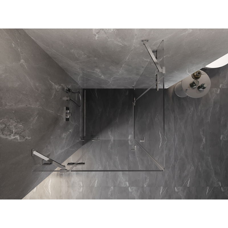 Mexen Lunar Duo shower enclosure with hinged door 110 x 110 cm, transparent, chrome - 834-110L-110P-01-00