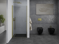 Mexen Pretoria 70 cm pivot shower door, transparent, gold - 852-070-000-50-00