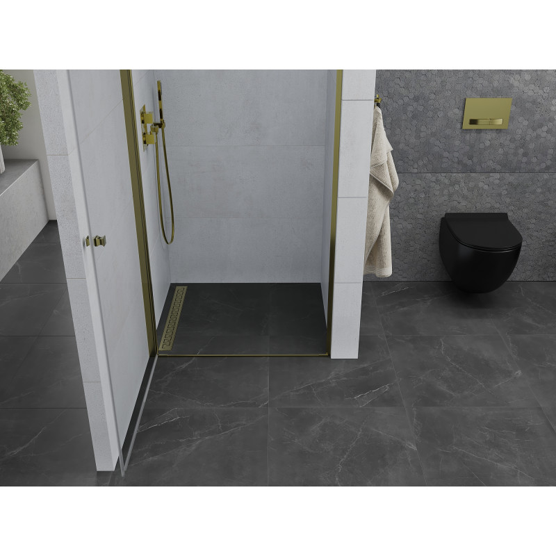 Mexen Pretoria 70 cm pivot shower door, transparent, gold - 852-070-000-50-00