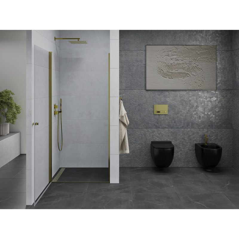 Mexen Pretoria 70 cm pivot shower door, transparent, gold - 852-070-000-50-00