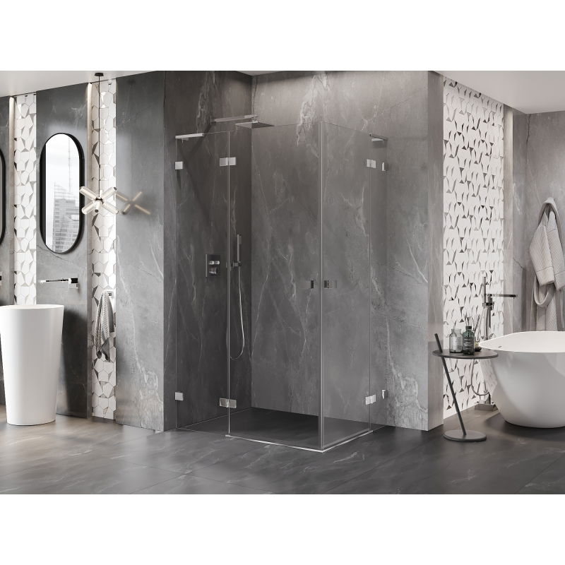 Mexen Lunar L Duo Hinged Shower Enclosure Left 100 x 80 cm, Transparent, Chrome - 834L-100L-080P-01-00