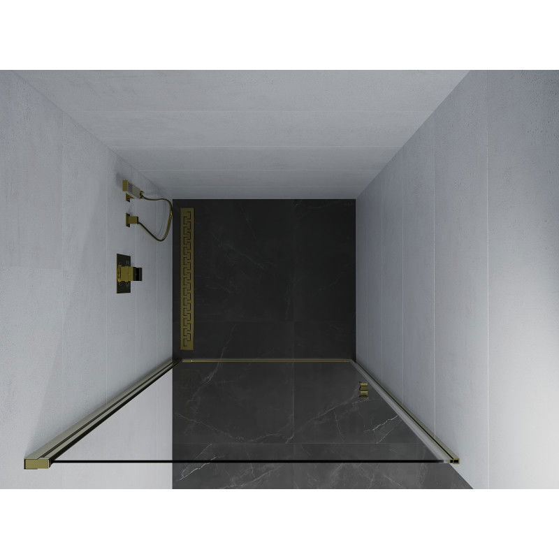 Mexen Pretoria 90 cm Hinged Shower Door, Transparent, Gold - 852-090-000-50-00