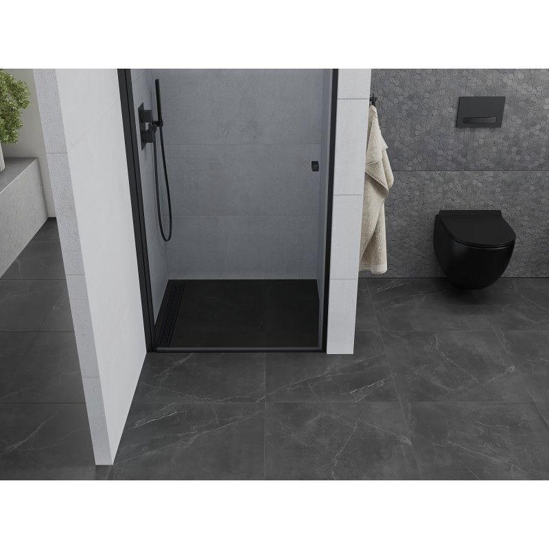 Mexen Pretoria 70 cm Hinged Shower Door, Transparent, Black - 852-070-000-70-00