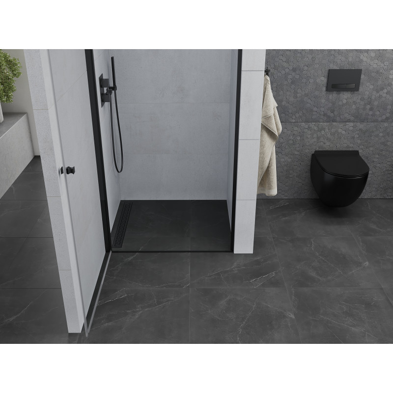 Mexen Pretoria 80 cm Swing Shower Door, Transparent, Black - 852-080-000-70-00