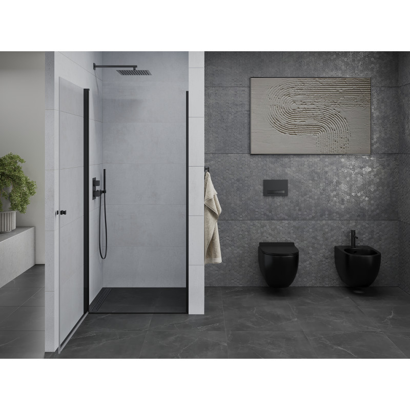 Mexen Pretoria 80 cm Swing Shower Door, Transparent, Black - 852-080-000-70-00