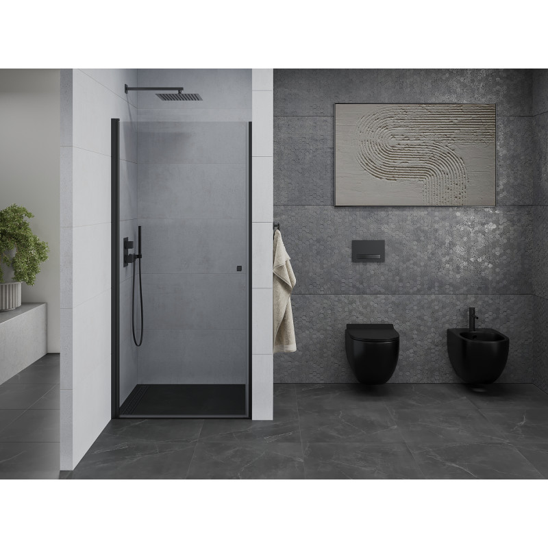 Mexen Pretoria 90 cm pivot shower door, transparent, black - 852-090-000-70-00