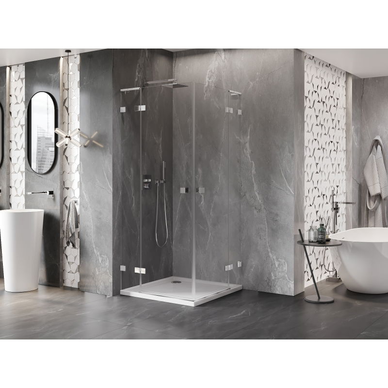 Mexen Lunar L Duo Hinged Shower Enclosure 110 x 110 cm, transparent, chrome - 834L-110L-110P-01-00