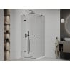 Mexen Roma hinged shower cubicle 90 x 90 cm, Transparent, Black + shower tray Flat, White - 854-090-090-70-00-4010B
