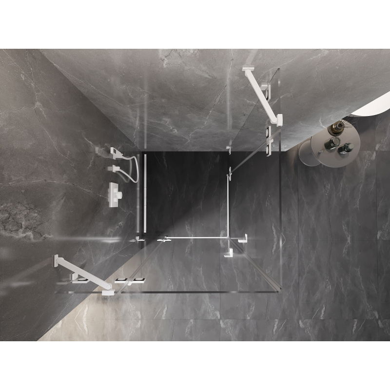 Mexen Lunar Duo 90 x 90 cm Hinged Shower Cabin, Transparent, White - 834-090L-090P-20-00