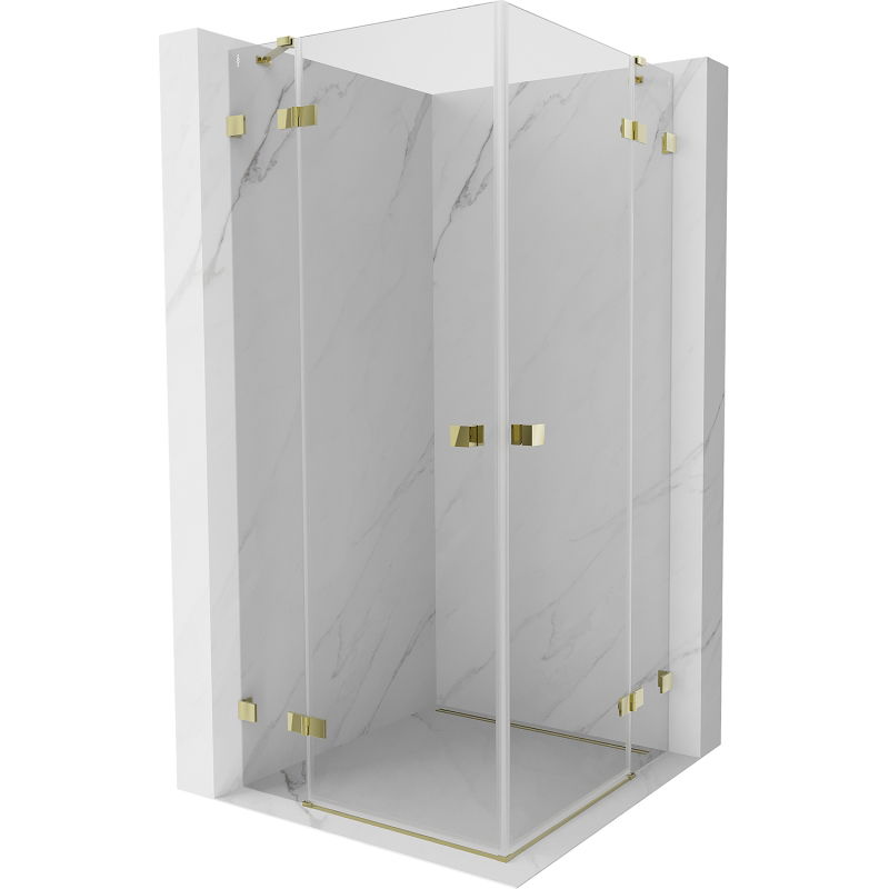 Mexen Lunar Duo pivot shower enclosure 75 x 75 cm, transparent, gold - 834-075L-075P-50-00